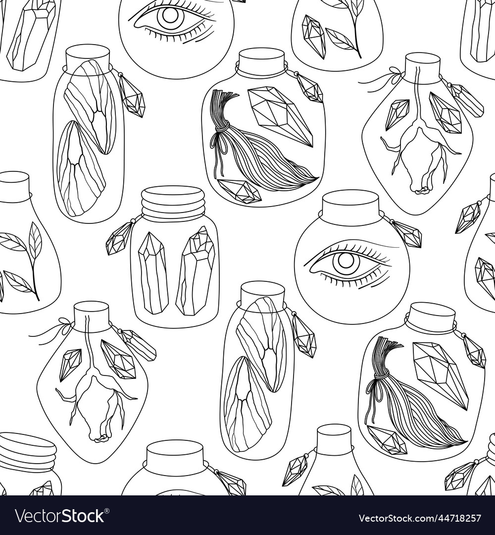 Magic jars seamless pattern vector image Magic jars seamless pattern