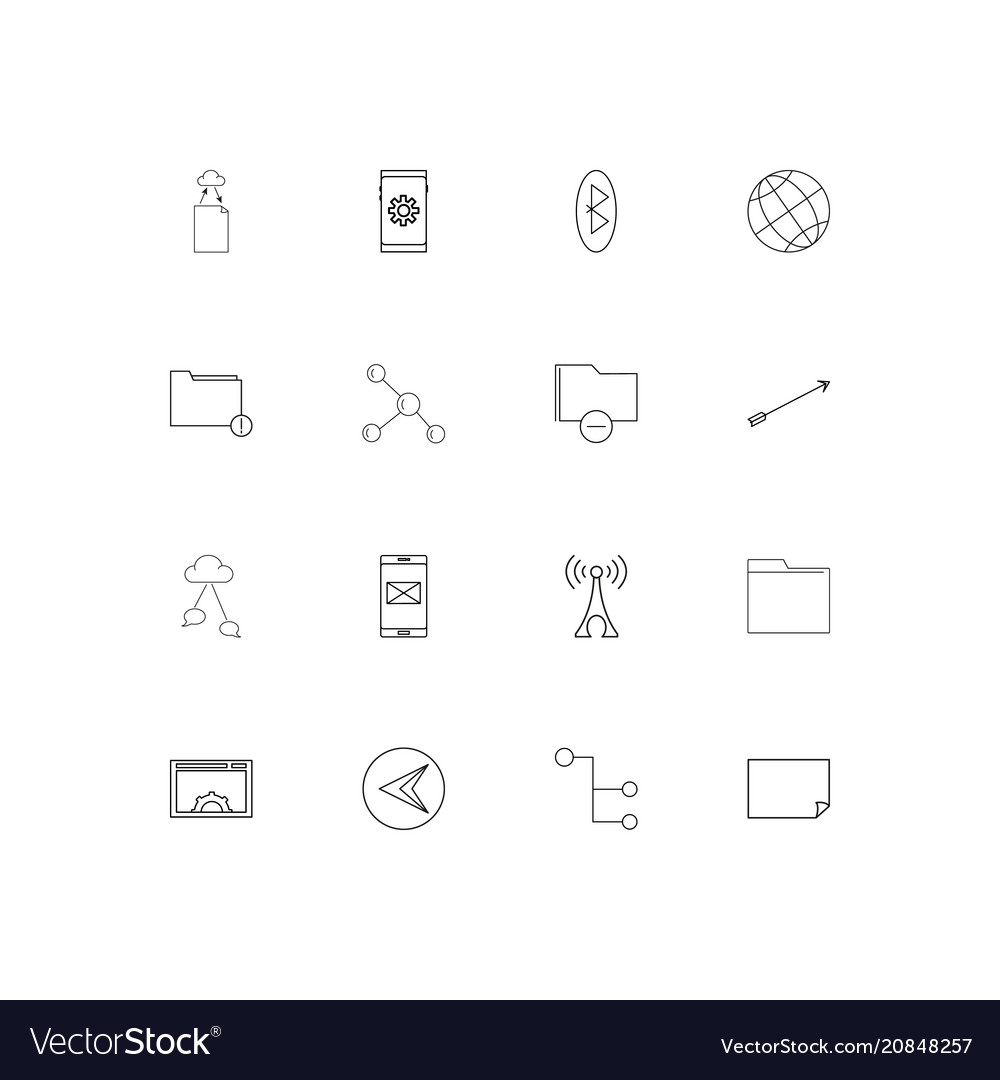 Network and database linear thin icons set