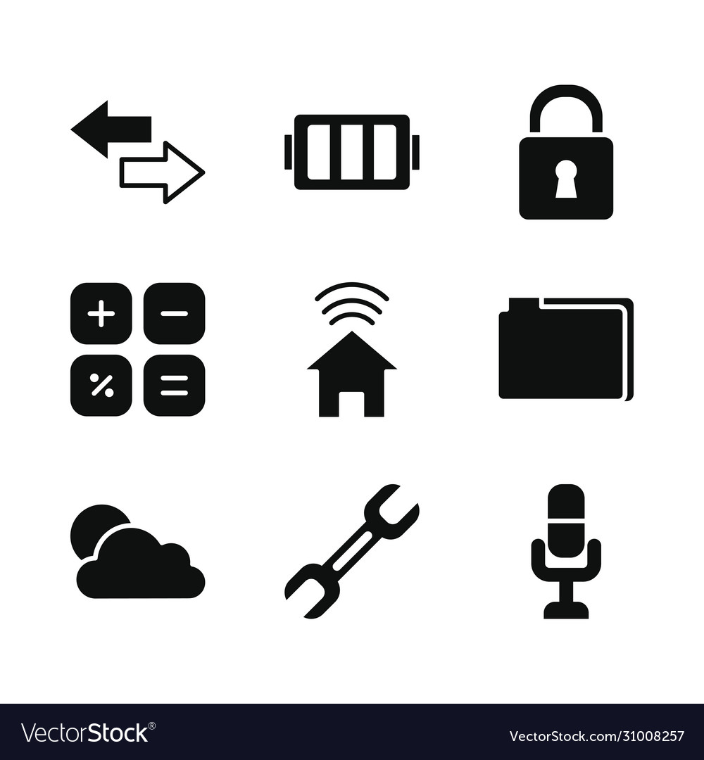 Padlock and smartphone app buttons icon set vector image Padlock and smartphone app buttons icon set