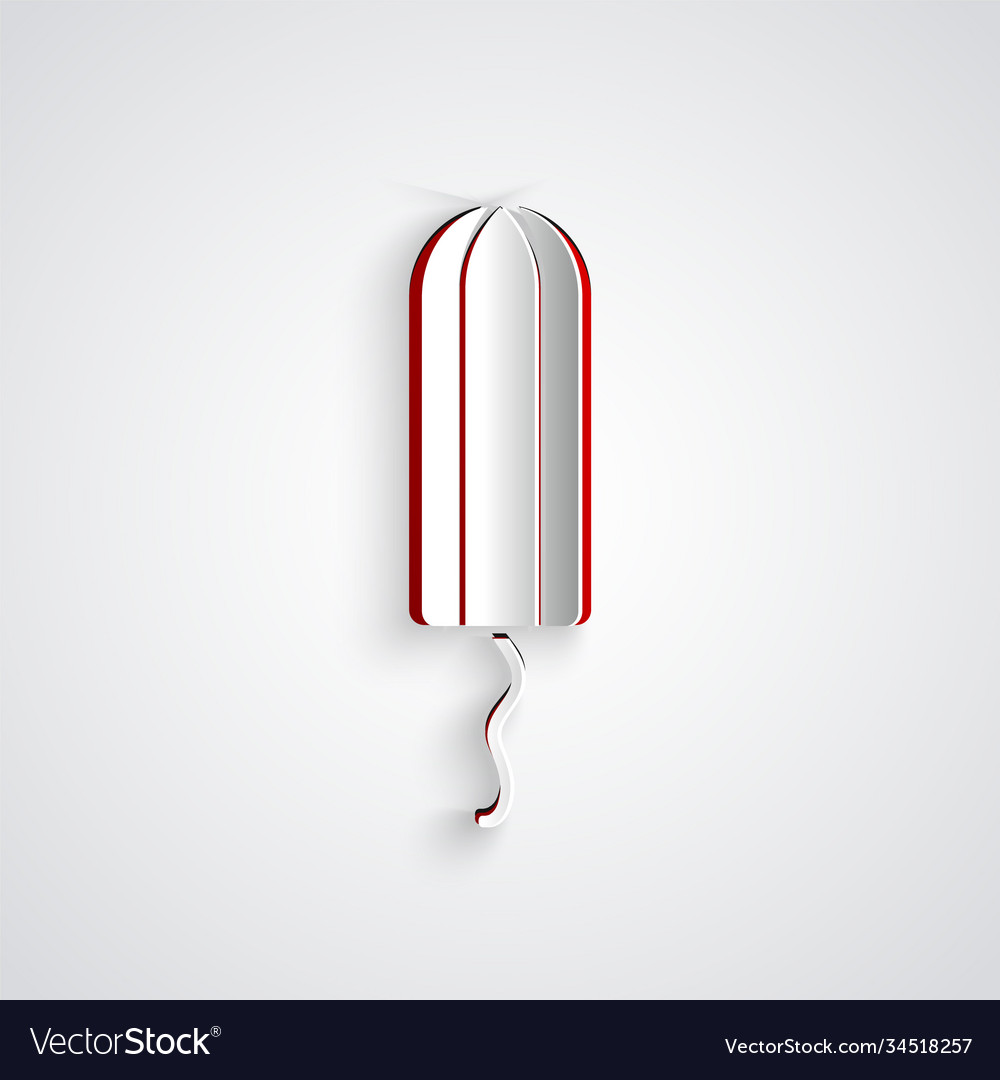 Paper cut menstruation and sanitary tampon icon vector image Paper cut menstruation and sanitary tampon icon