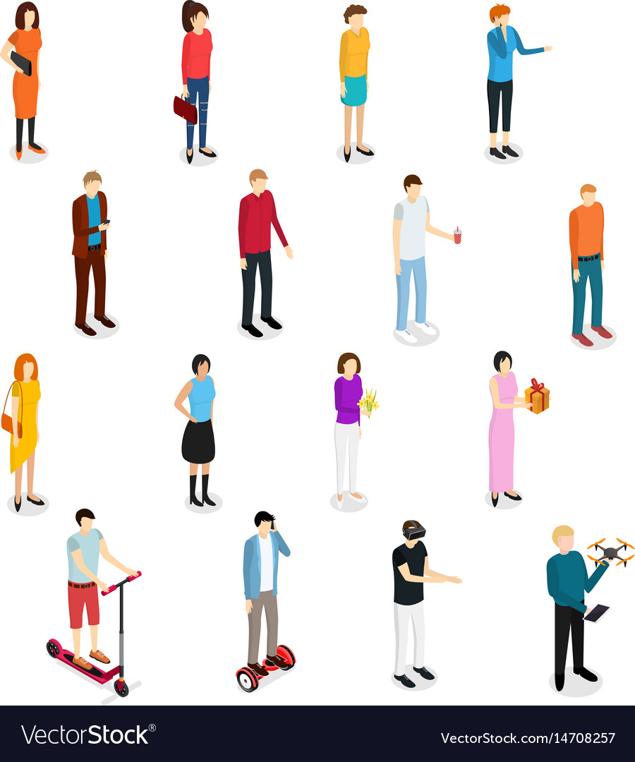 Download People set man and woman isometric view Royalty Free Vector