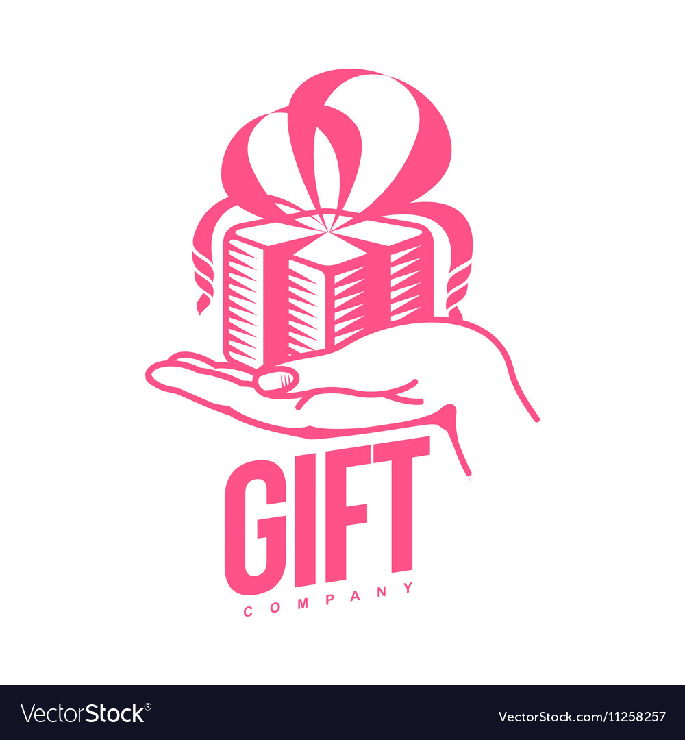 Pink and white graphic gift box logo templates Vector Image