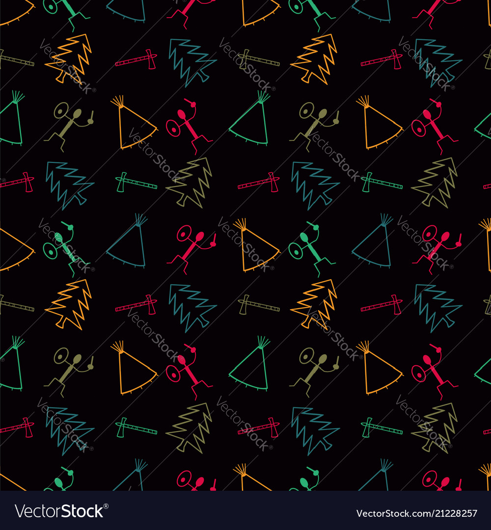 Primitive symbol pattern background vector image Primitive symbol pattern background