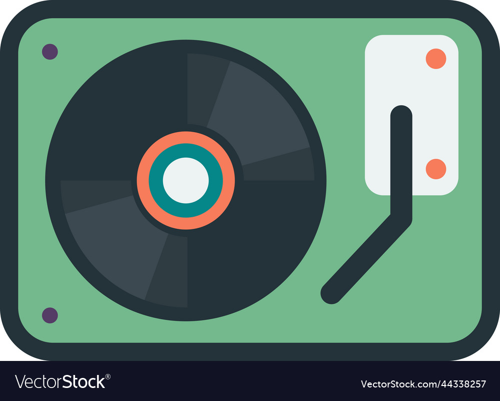 Record player from top view in minimal style