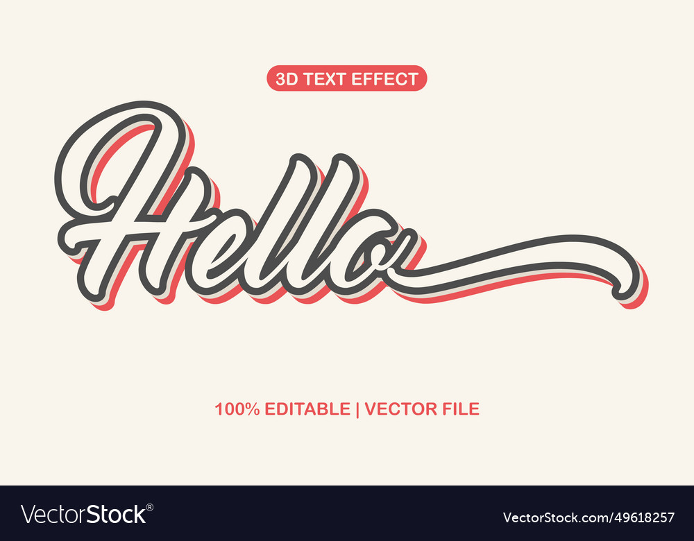 Retro Hello Text Effect - Editable EPS