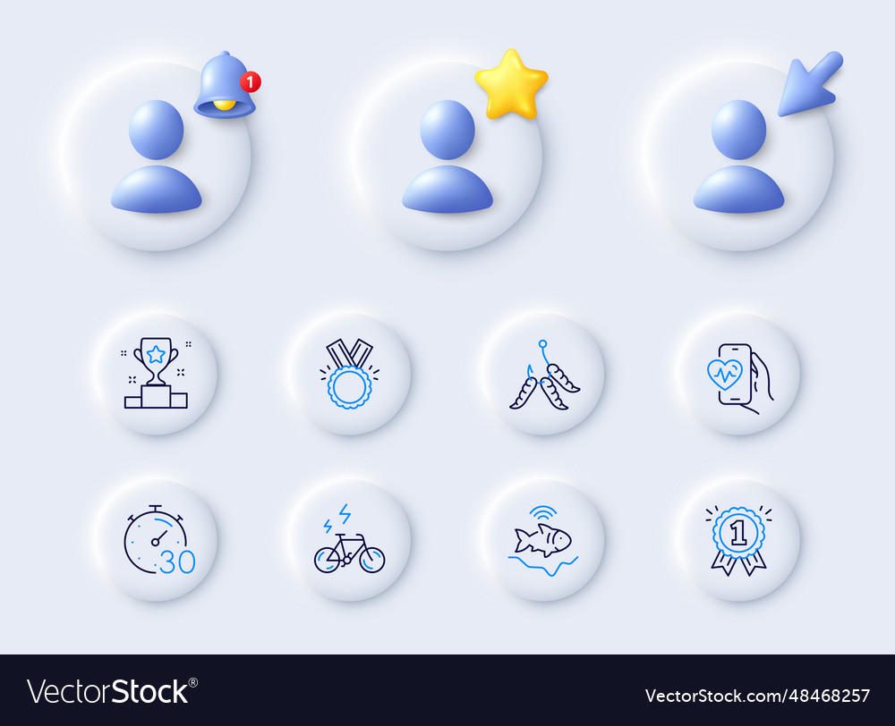 Reward timer and fishfinder line icons for web Vector Image Reward timer and fishfinder line icons for web