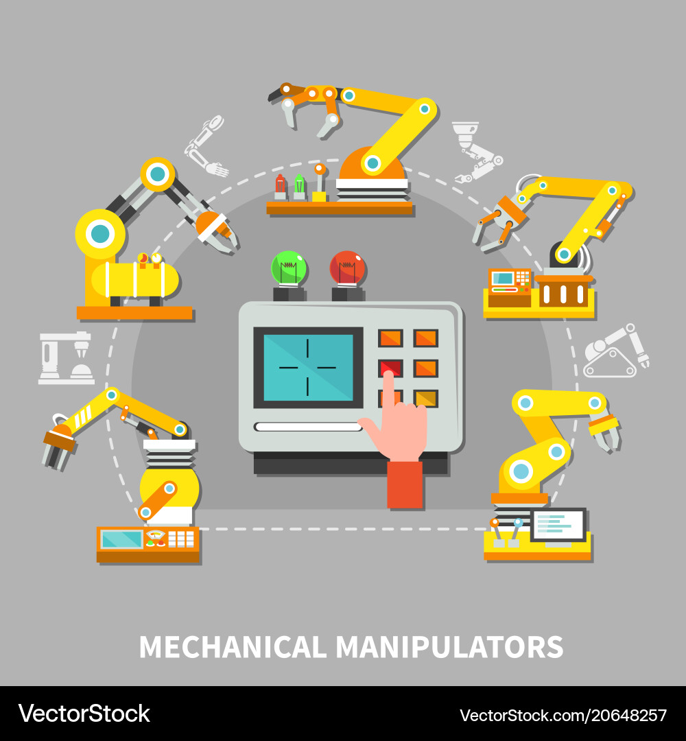 Robotic arm composition Royalty Free Vector Image