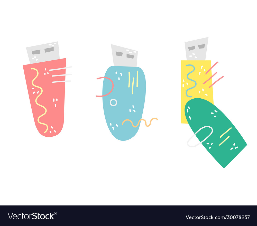 Set 3 minimalistic usb flash drive data