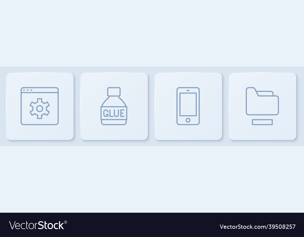 Set line browser setting mobile phone glue vector image Set line browser setting mobile phone glue