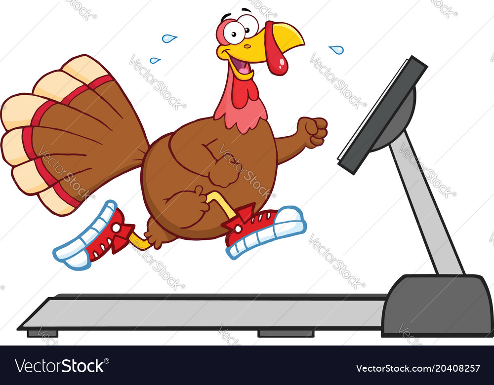 Smiling turkey cartoon character running Vector Image
