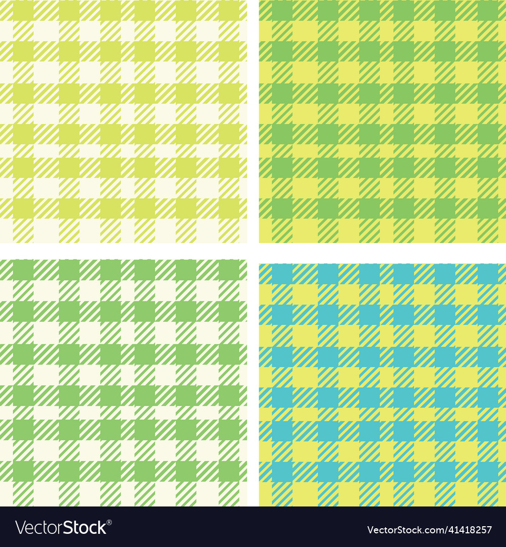 Spring gingham seamless pattern collection vector image Spring gingham seamless pattern collection