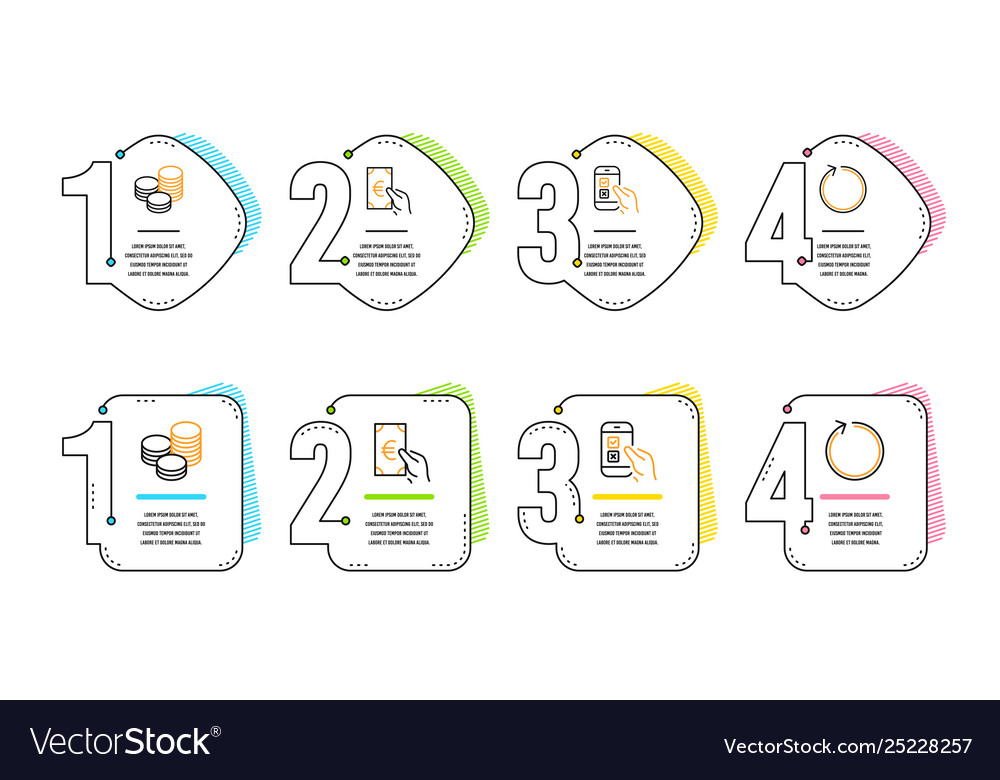 Tips finance and mobile survey icons set loop vector image Tips finance and mobile survey icons set loop