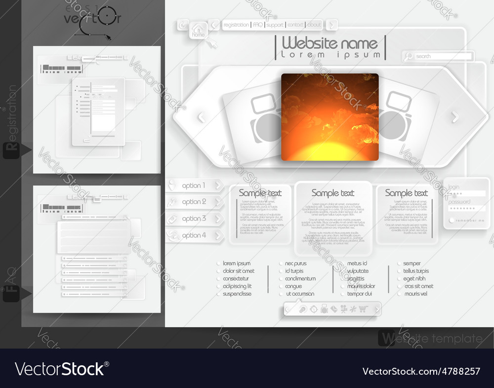 Website design template menu elements