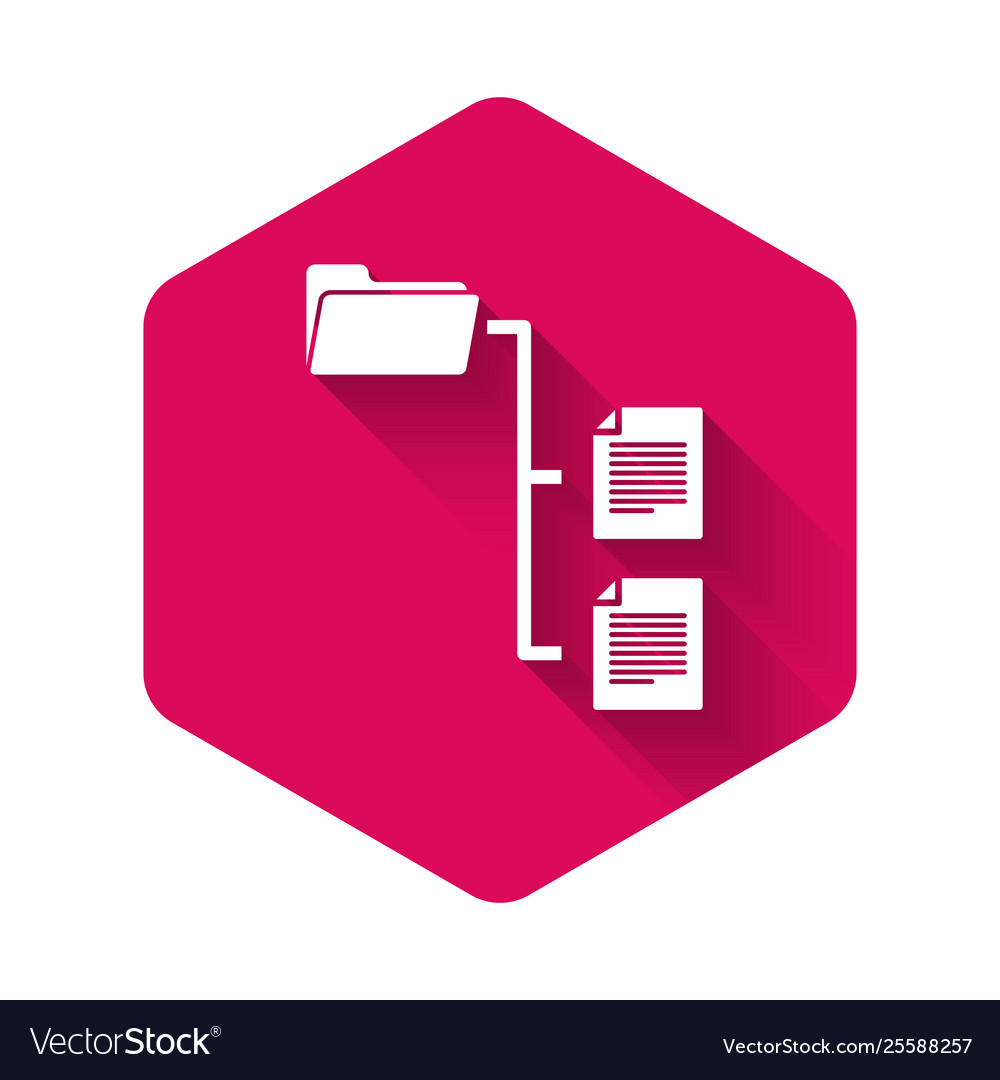 White folder tree icon isolated with long shadow vector image White folder tree icon isolated with long shadow