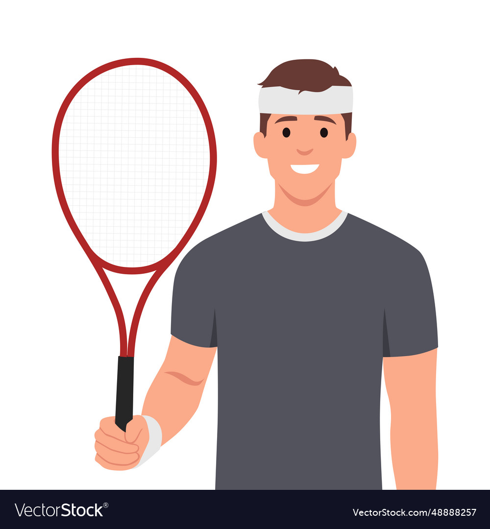 Young handsome male tennis player standing Vector Image