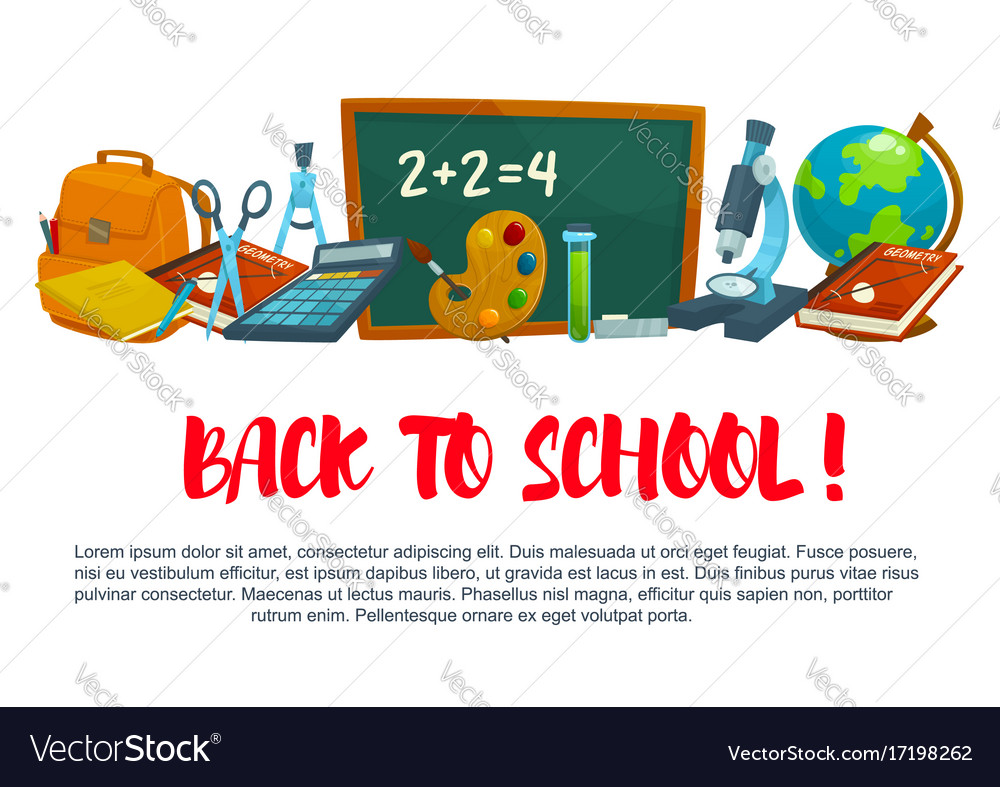 Back To School Poster Template Royalty Free Vector Image Back To School Poster Template Vector Image