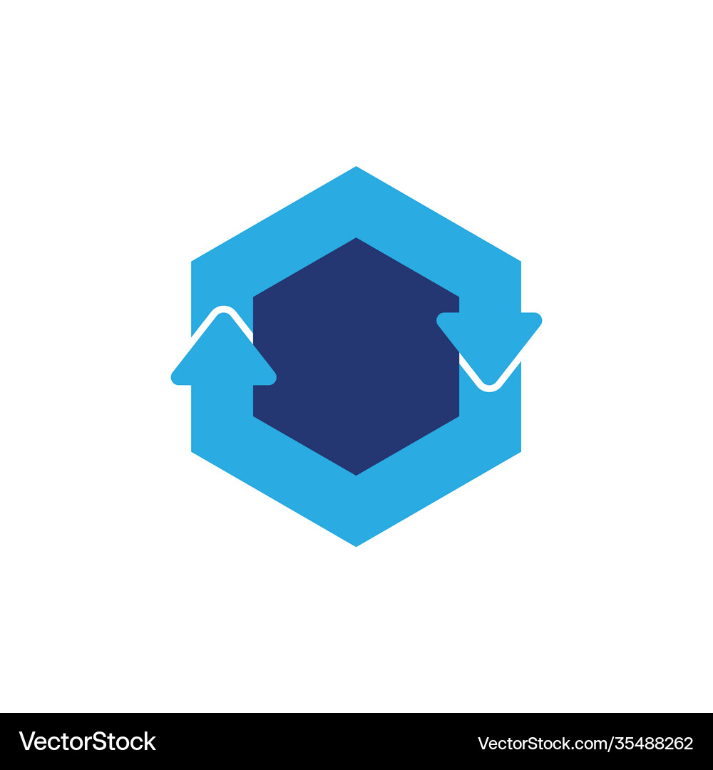 Circle hexagonal arrow symbol logo Royalty Free Vector Image