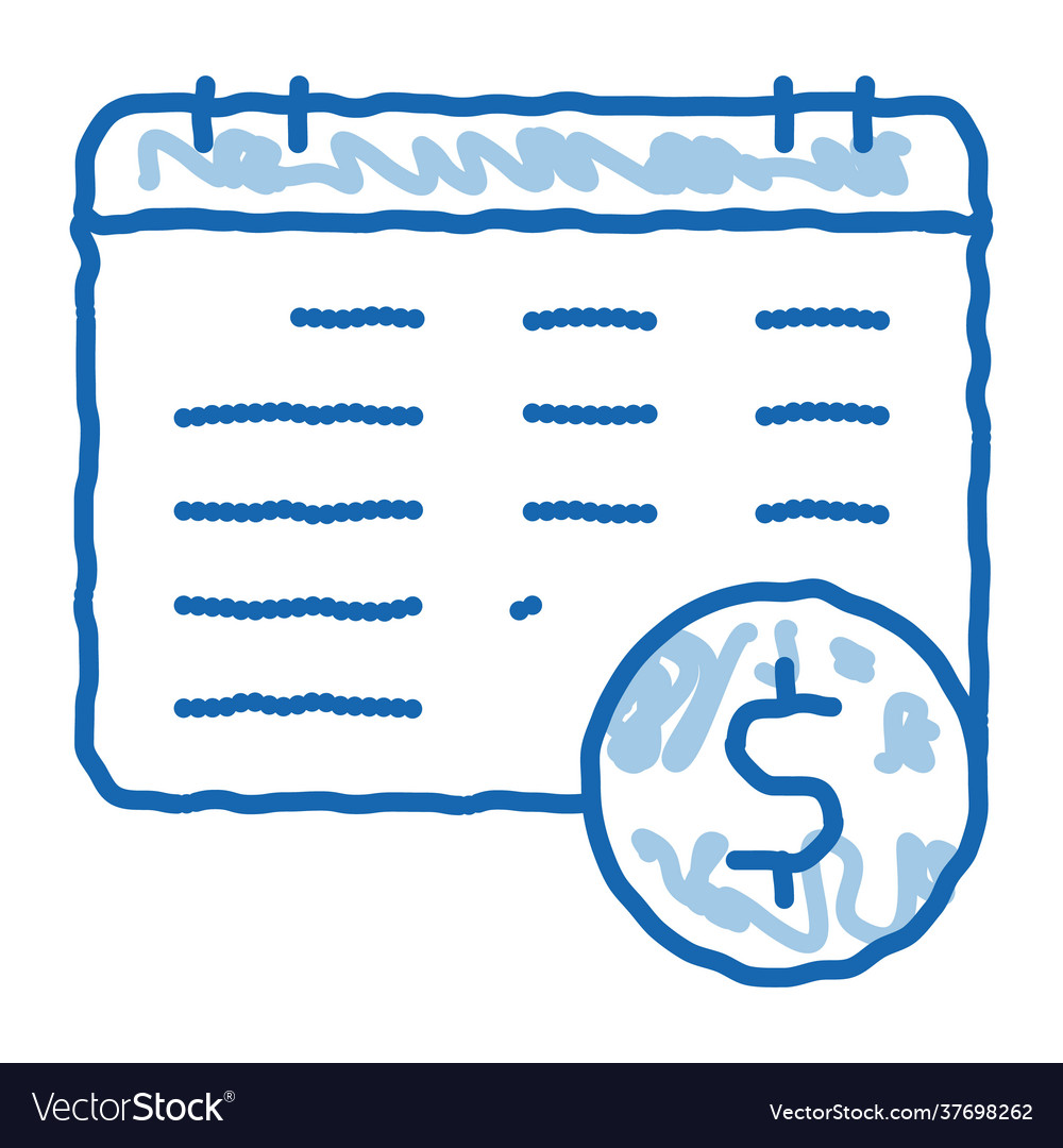 Financial calendar and dollar coin doodle icon