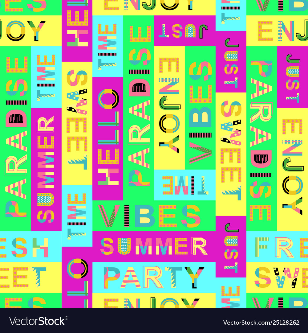 Seamless pattern with summer words