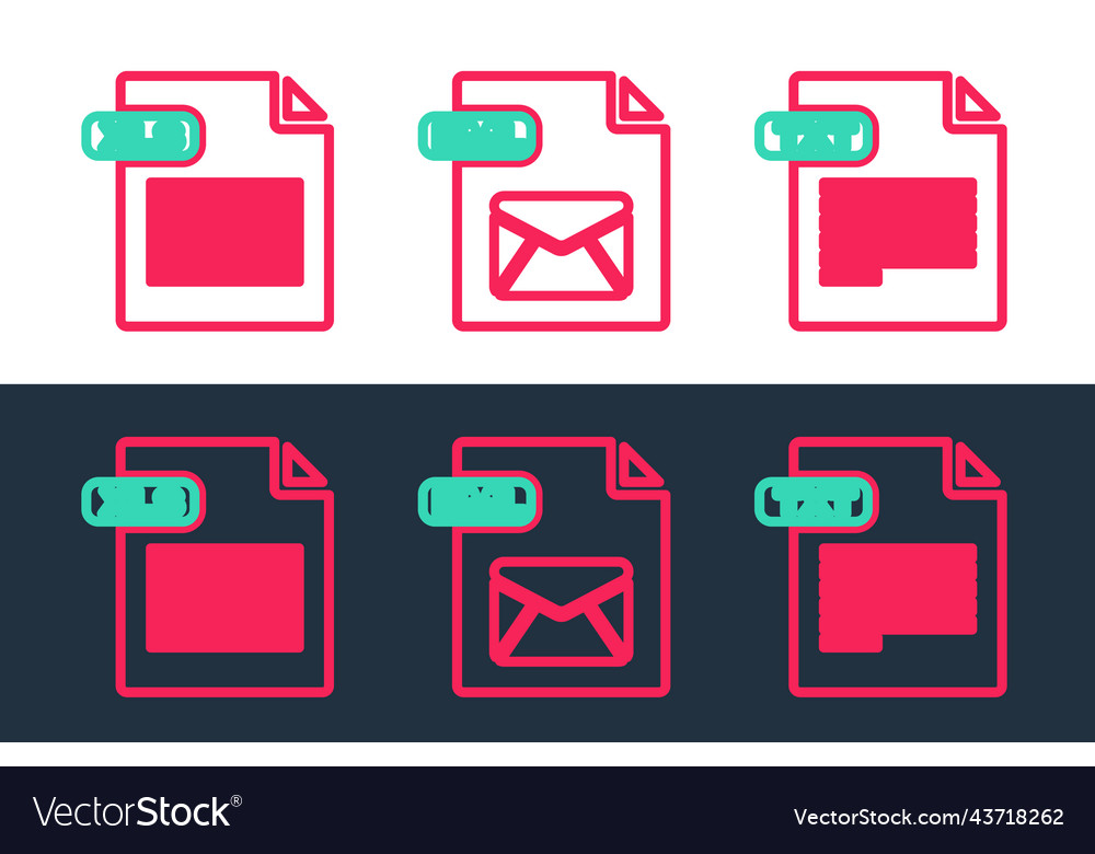 Set line txt file document xls and eml icon