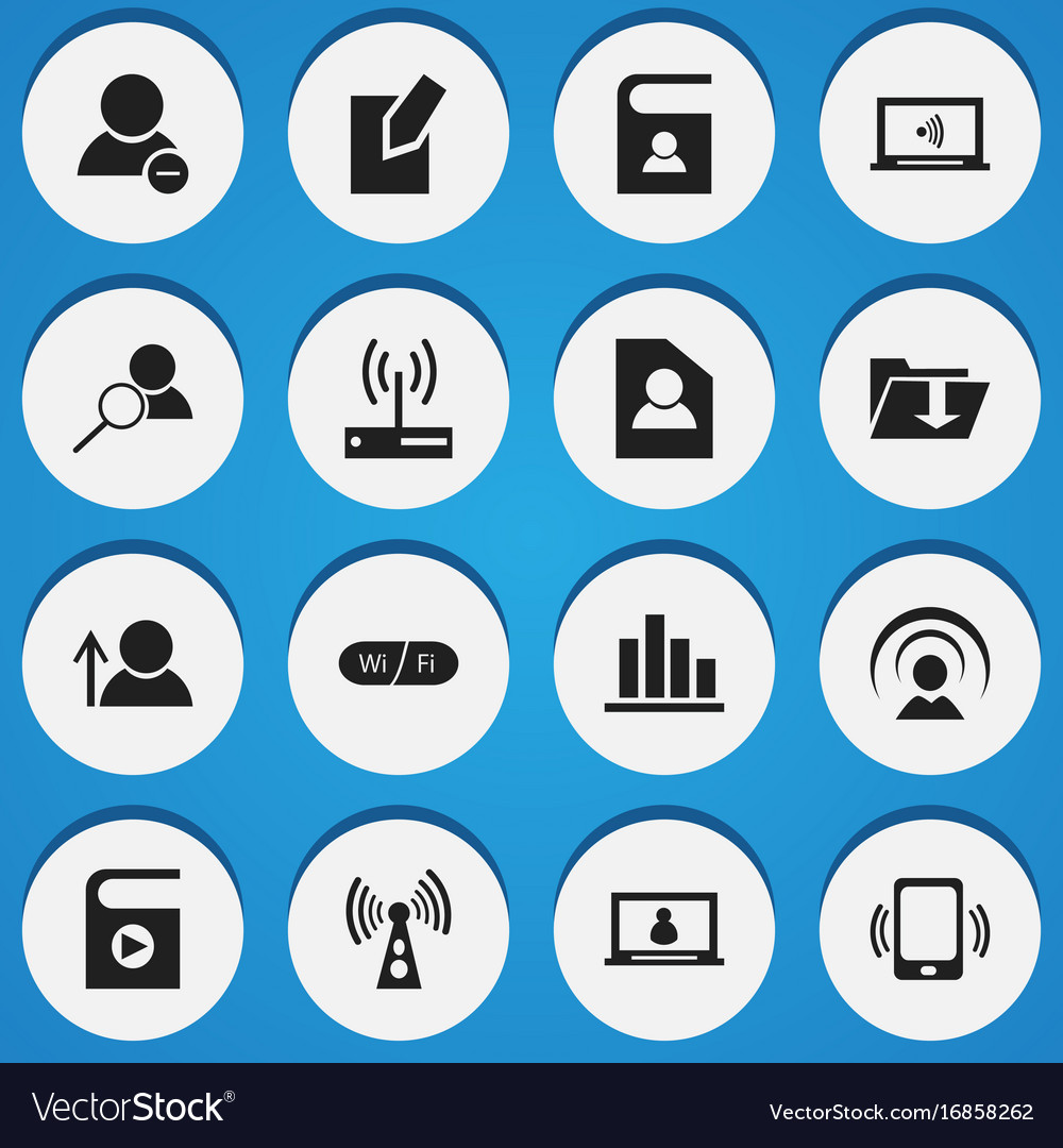 Set of 16 editable web icons includes symbols