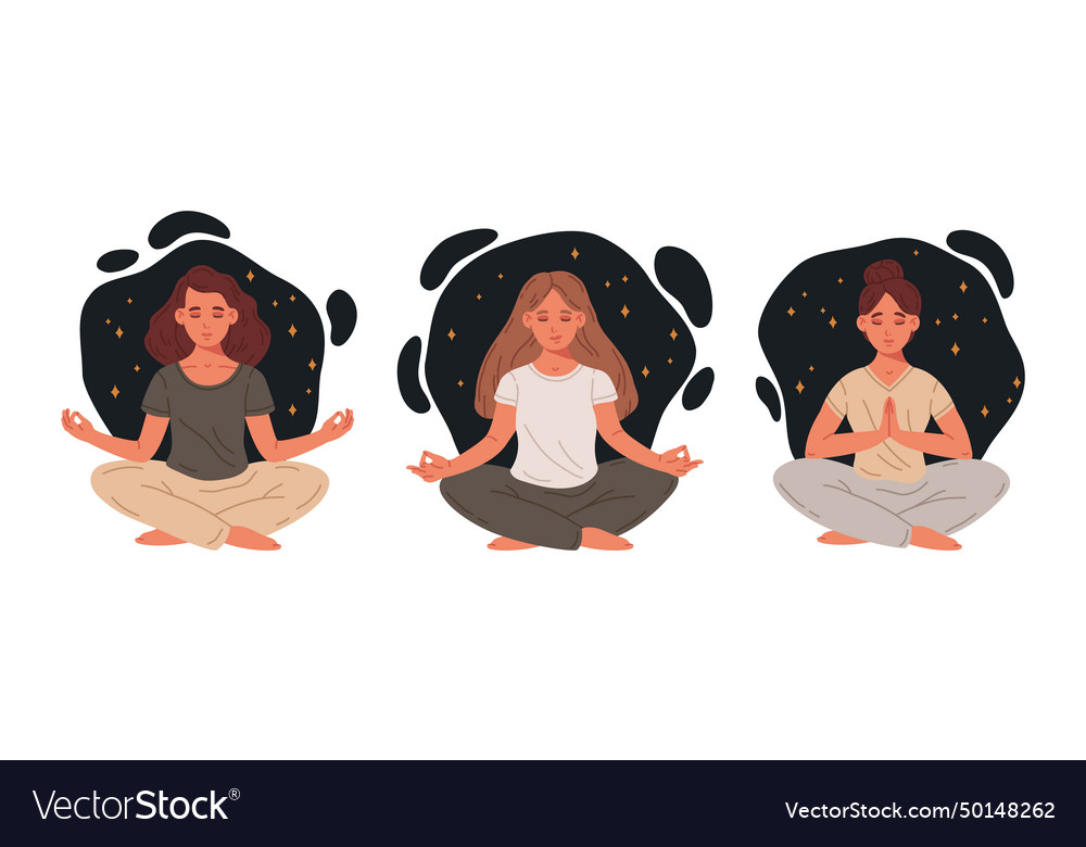 Women in yoga lotus pose meditation practice Vector Image