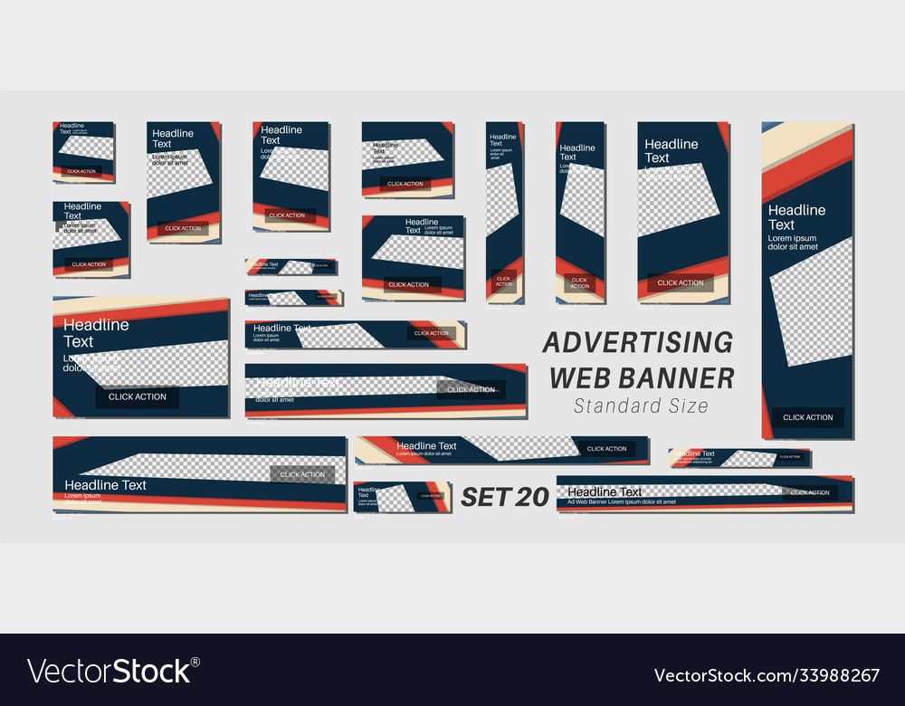 Ad web banner with standard size design template vector image Ad web banner with standard size design template