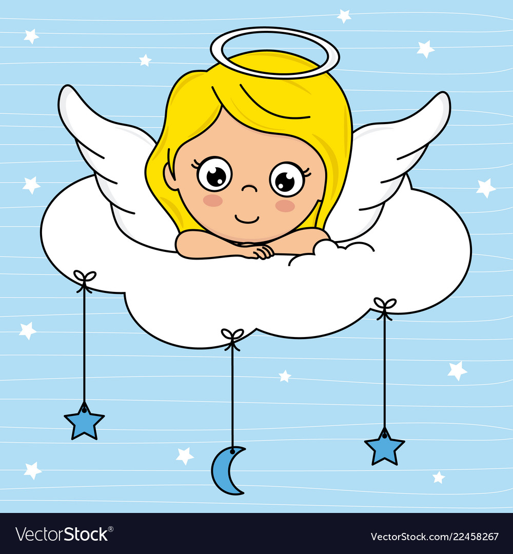 Angel girl on top a cloud Royalty Free Vector Image