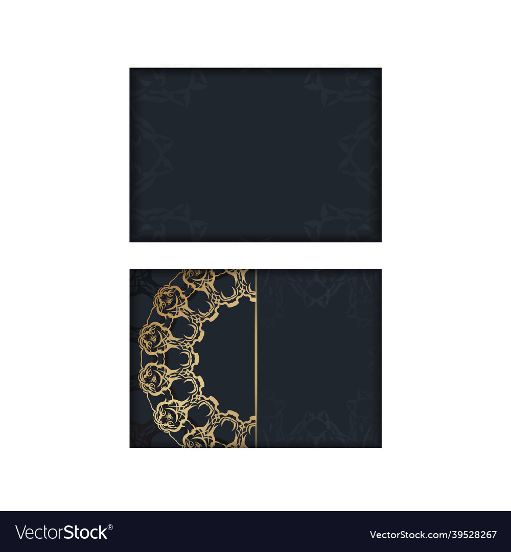 Black color brochure template with abstract gold