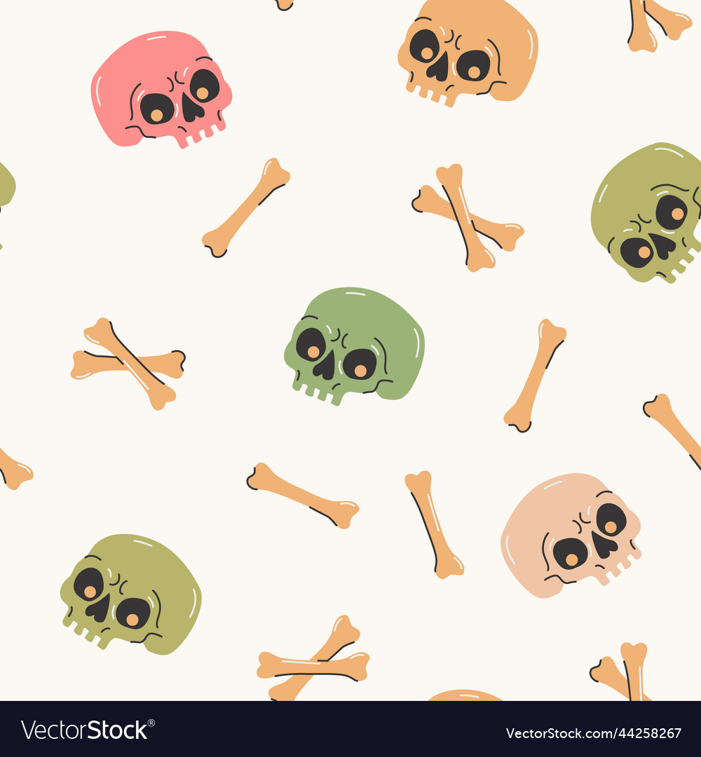 Cartoon funny skulls with colorful bones vector image Cartoon funny skulls with colorful bones