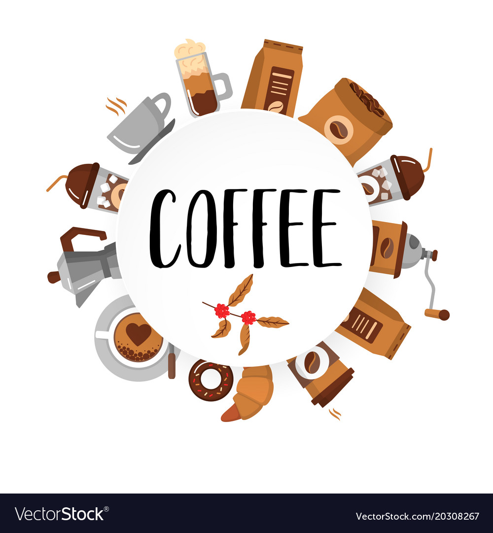 Coffee flat collection drink decorative icons