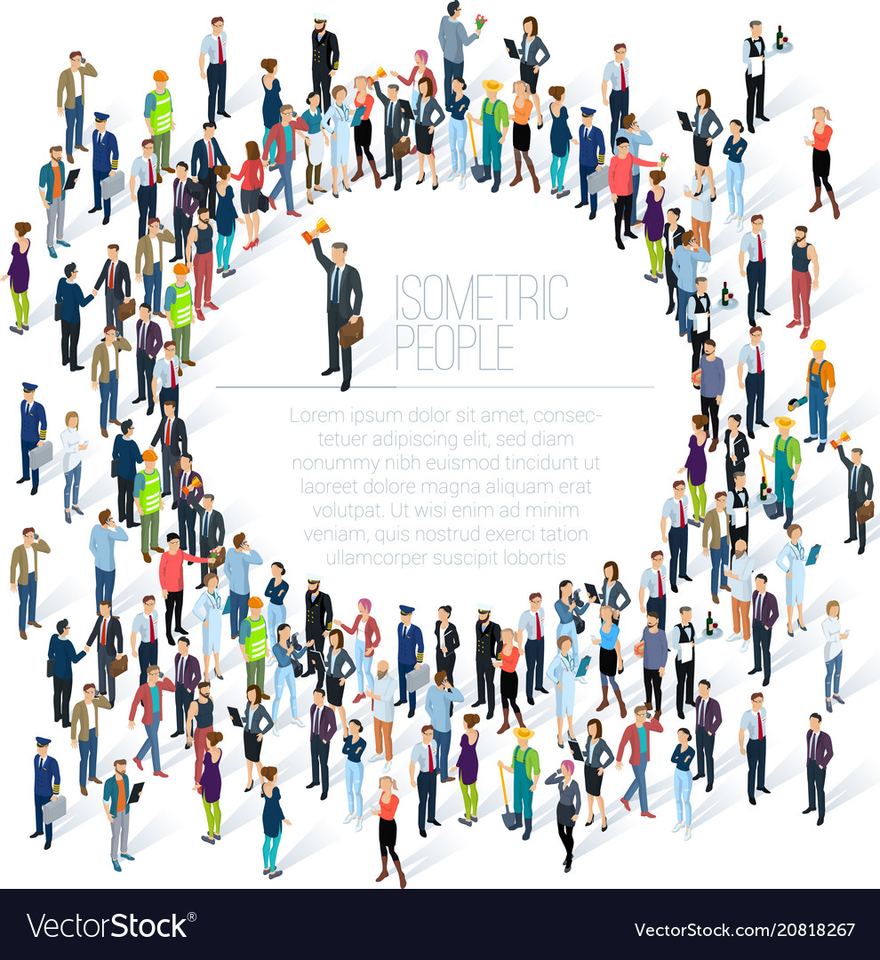 Isometric people crowd Royalty Free Vector Image