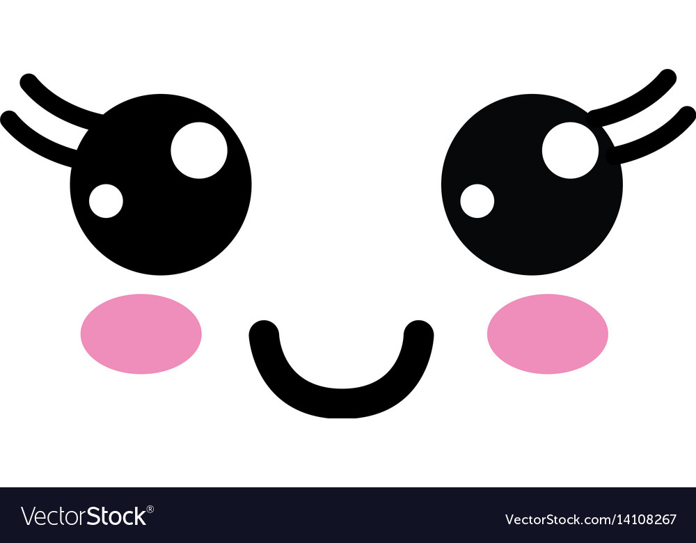 Kawaii cute happy face with mouth and cheeks Vector Image