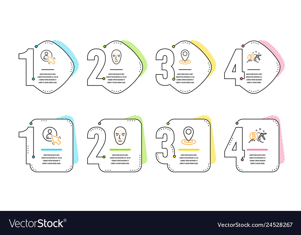 Location face biometrics and user icons set vector image Location face biometrics and user icons set