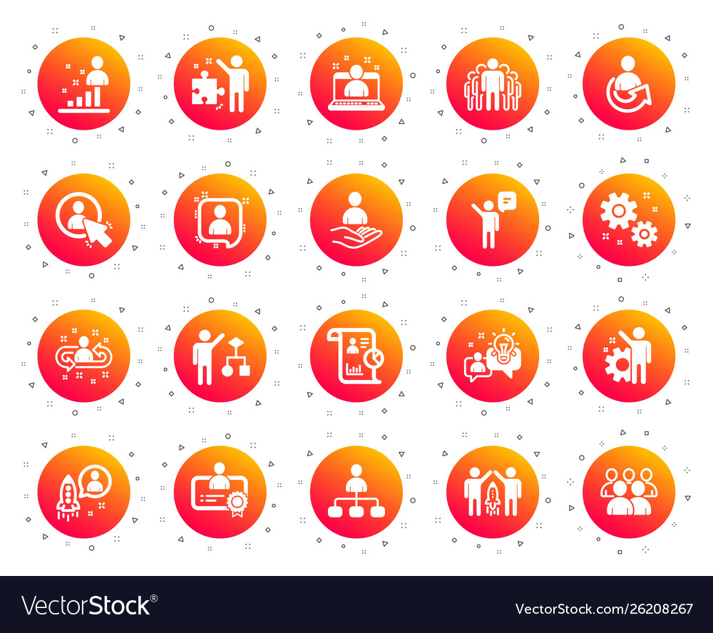 Management icons set business audit startup