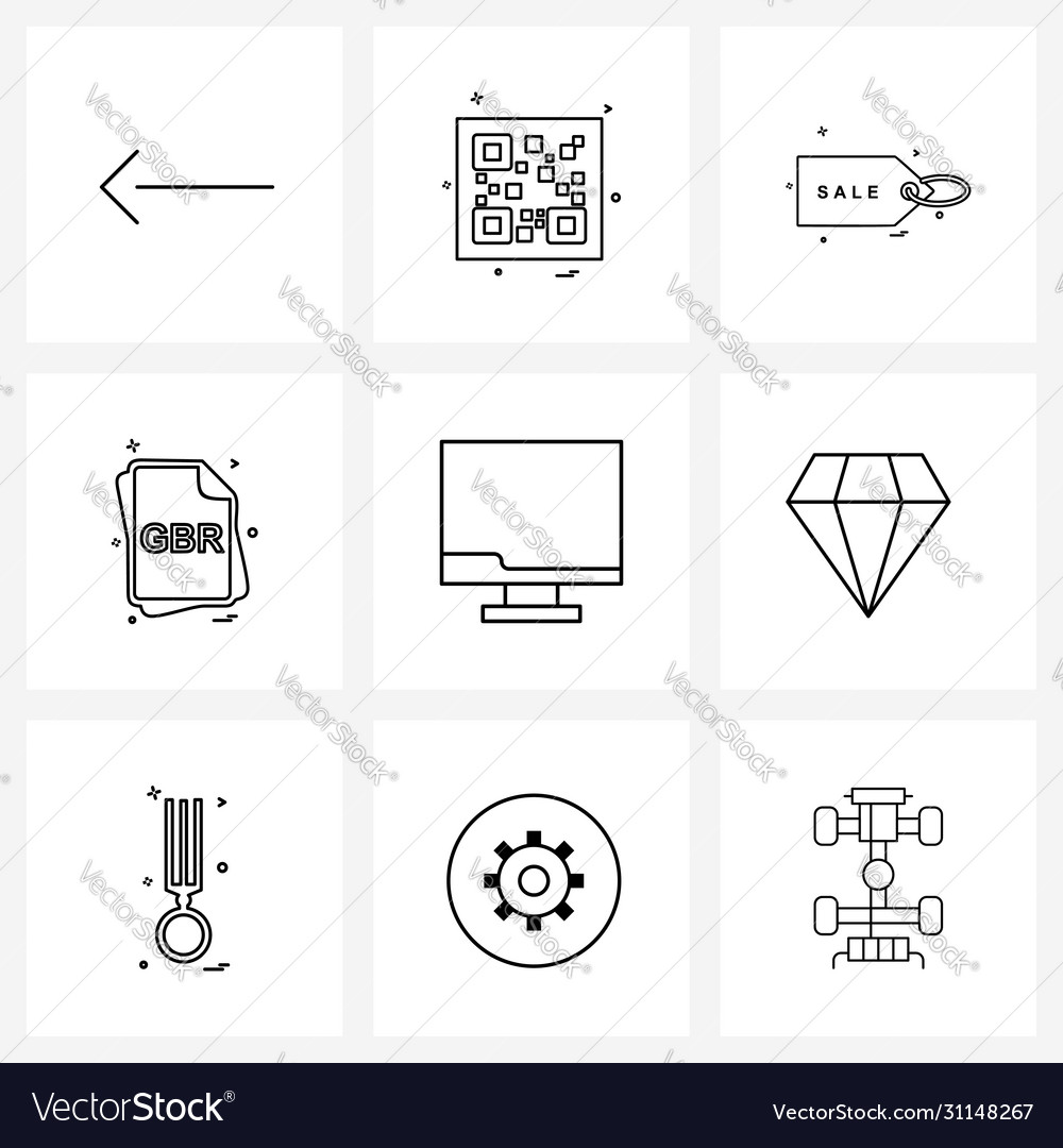Modern style set 9 line pictograph grid based