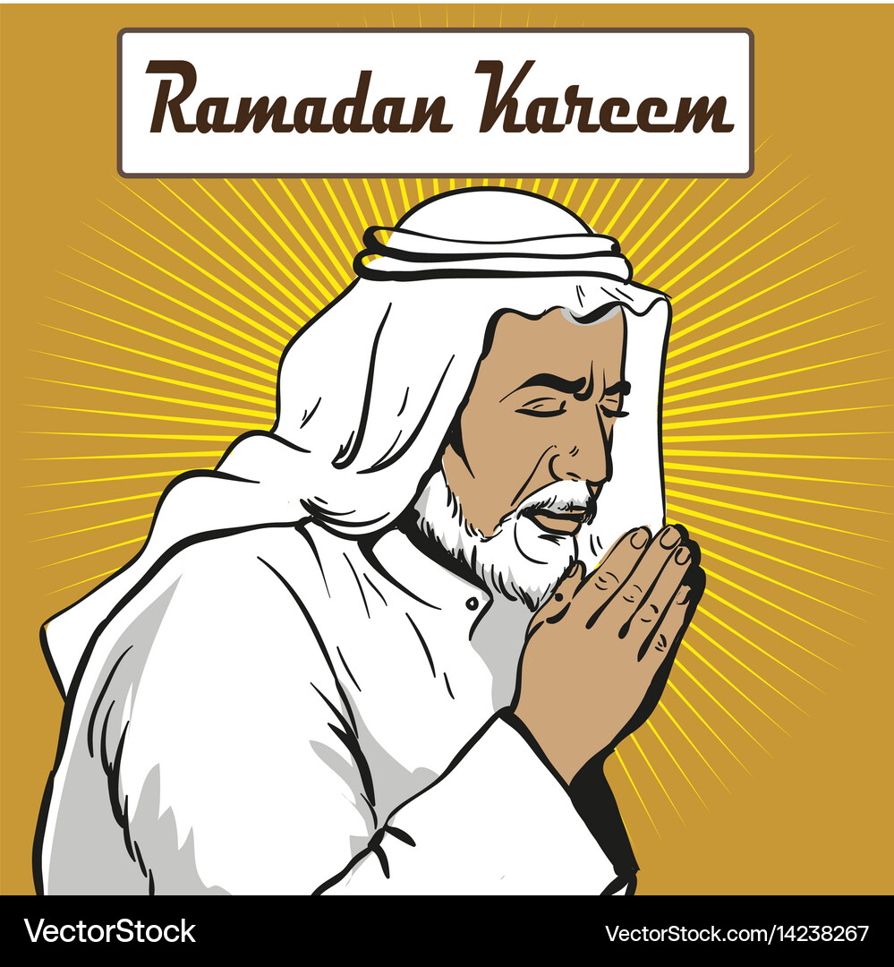 Muslim praying in pop art Royalty Free Vector Image
