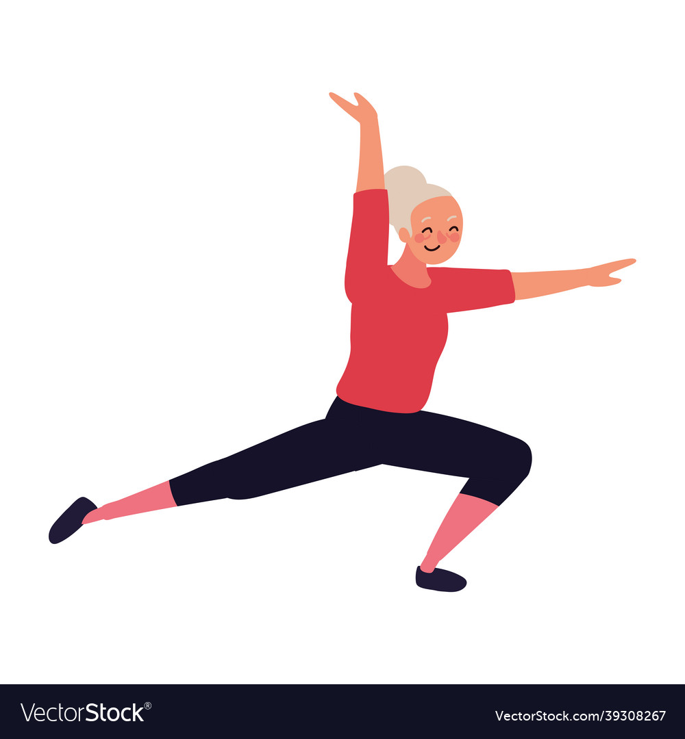 Old woman doing yoga Royalty Free Vector Image