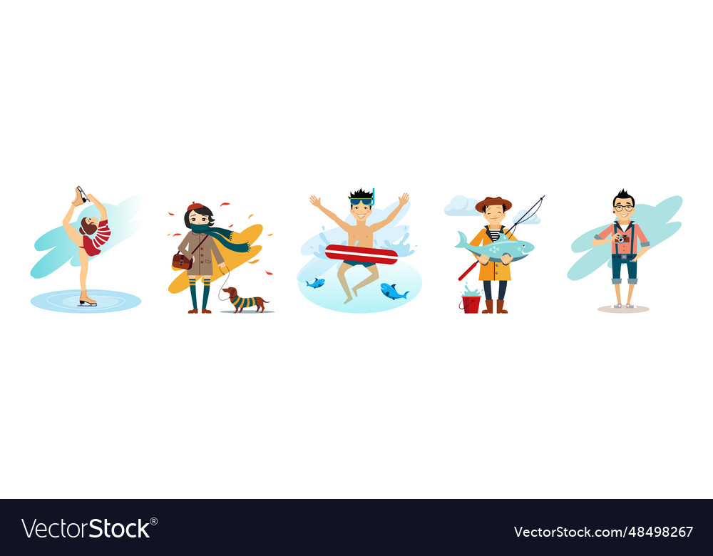 People characters doing different activity vector image People characters doing different activity