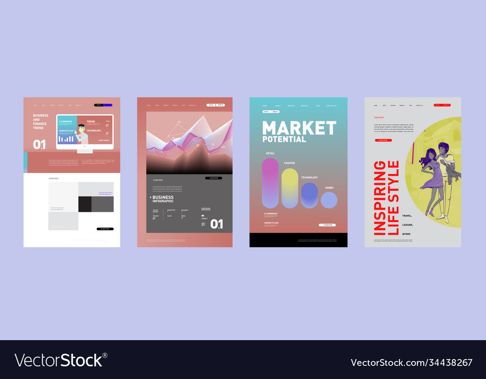 Presentation and website interface layout design Vector Image Presentation and website interface layout design