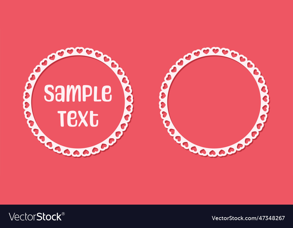 Round scalloped frame with hearts pattern text Vector Image Round scalloped frame with hearts pattern text