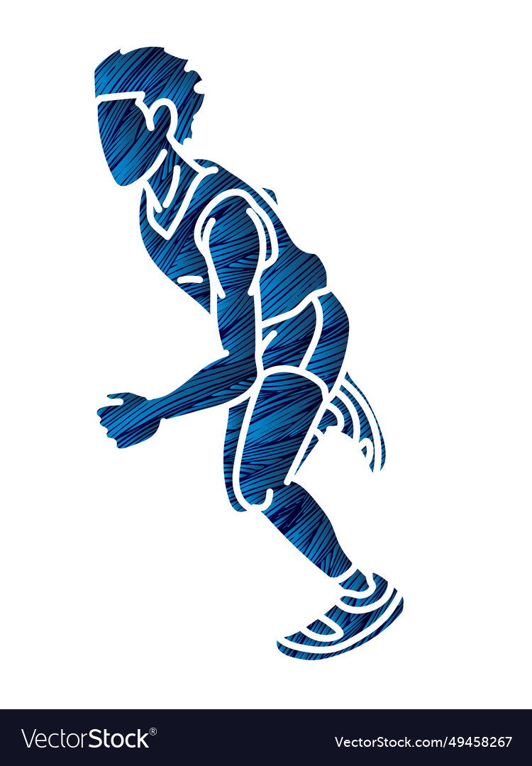 Running action marathon runner a man run vector image Running action marathon runner a man run