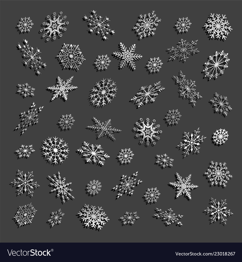 Set of christmas snowflakes on a dark background