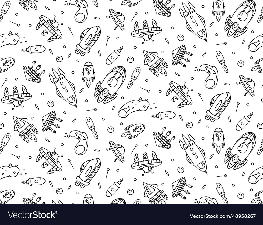 Space rocket pattern on a transparent background vector image Space rocket pattern on a transparent background