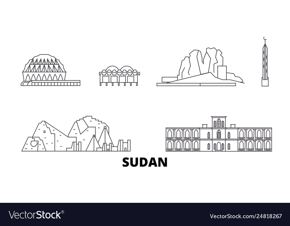 Sudan Linie Reise Skyline Umriss Stadt