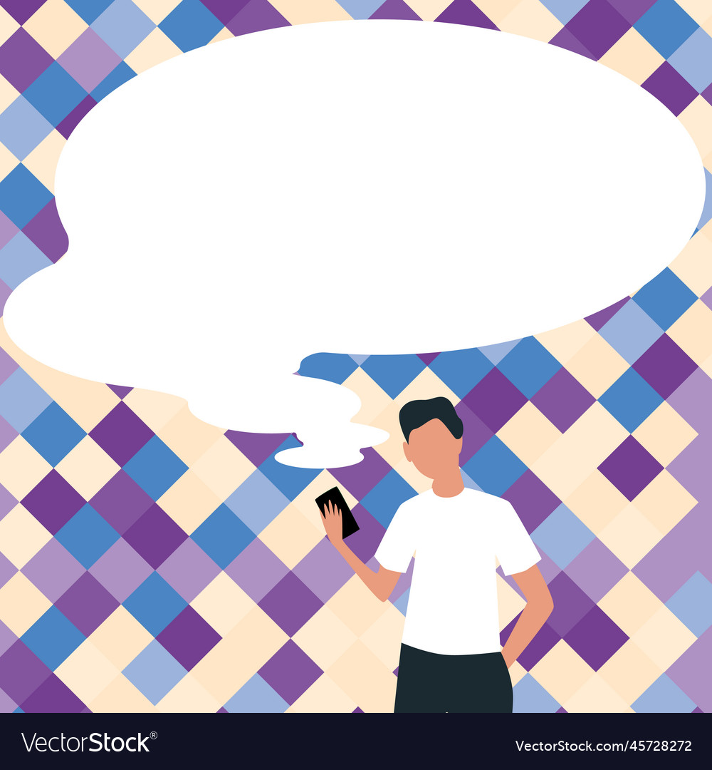 Drawing with conversation bubble showing new Vector Image Drawing with conversation bubble showing new