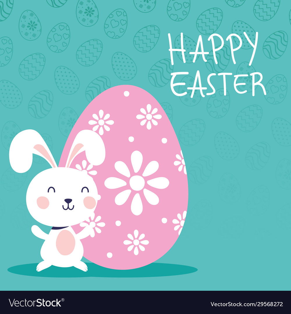 Happy easter celebration card with rabbit and egg Vector Image