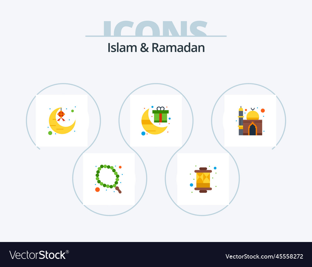 Islam and ramadan flat icon pack 5 design