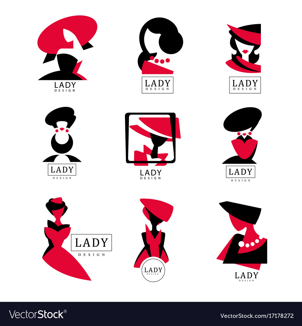 lady logo design set for royalty free vector image