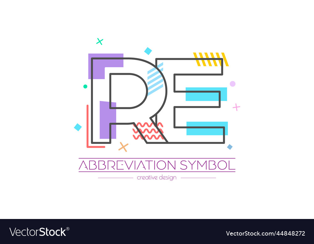 Letters r and e merging of two initials vector image Letters r and e merging of two initials